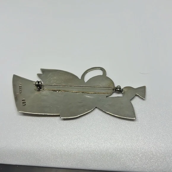 Vintage Sterling Silver Angel Brooch
